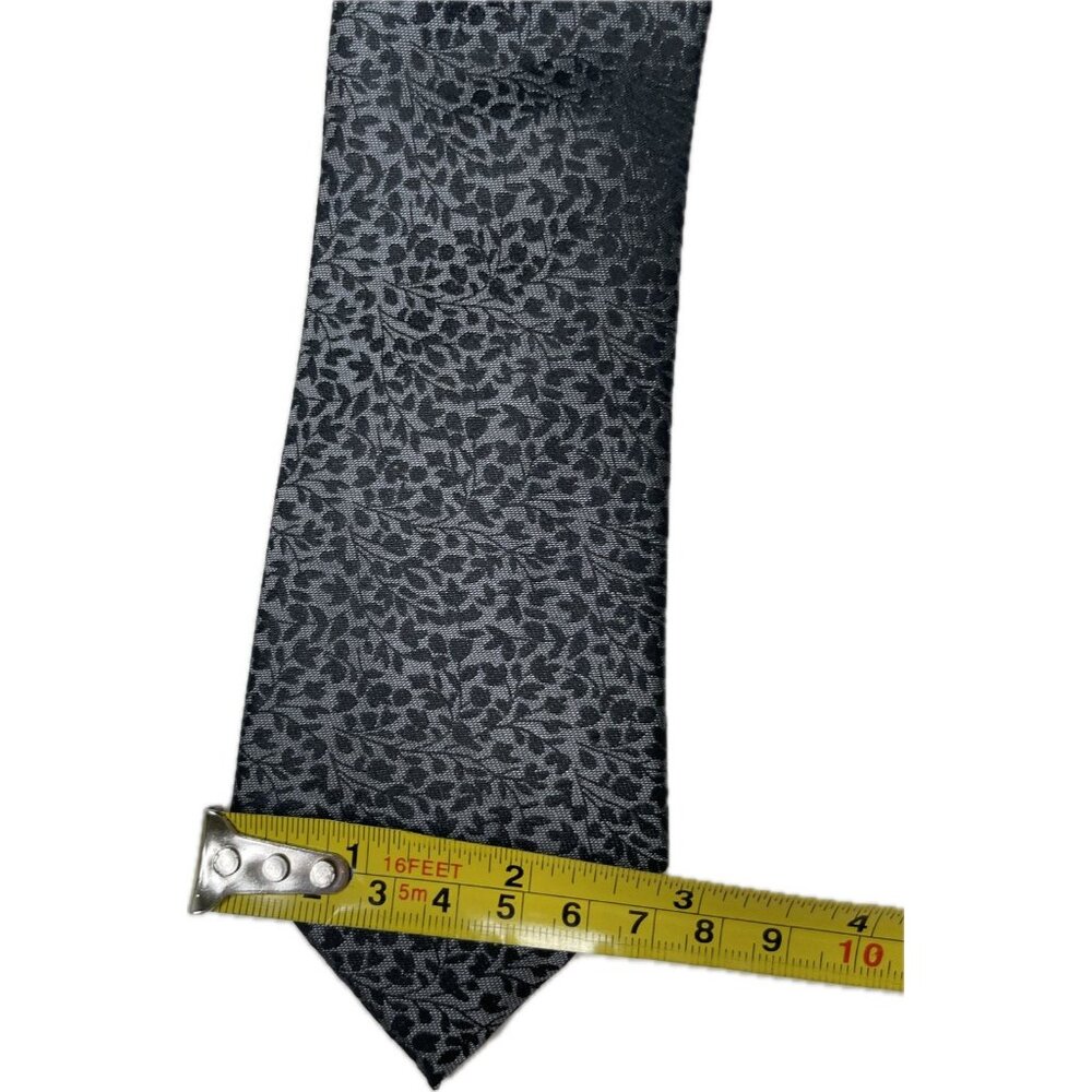 Ted Baker 100% Silk Floral Tie Black Gray Narrow W: 2.8” L:59” - Picture 4 of 9